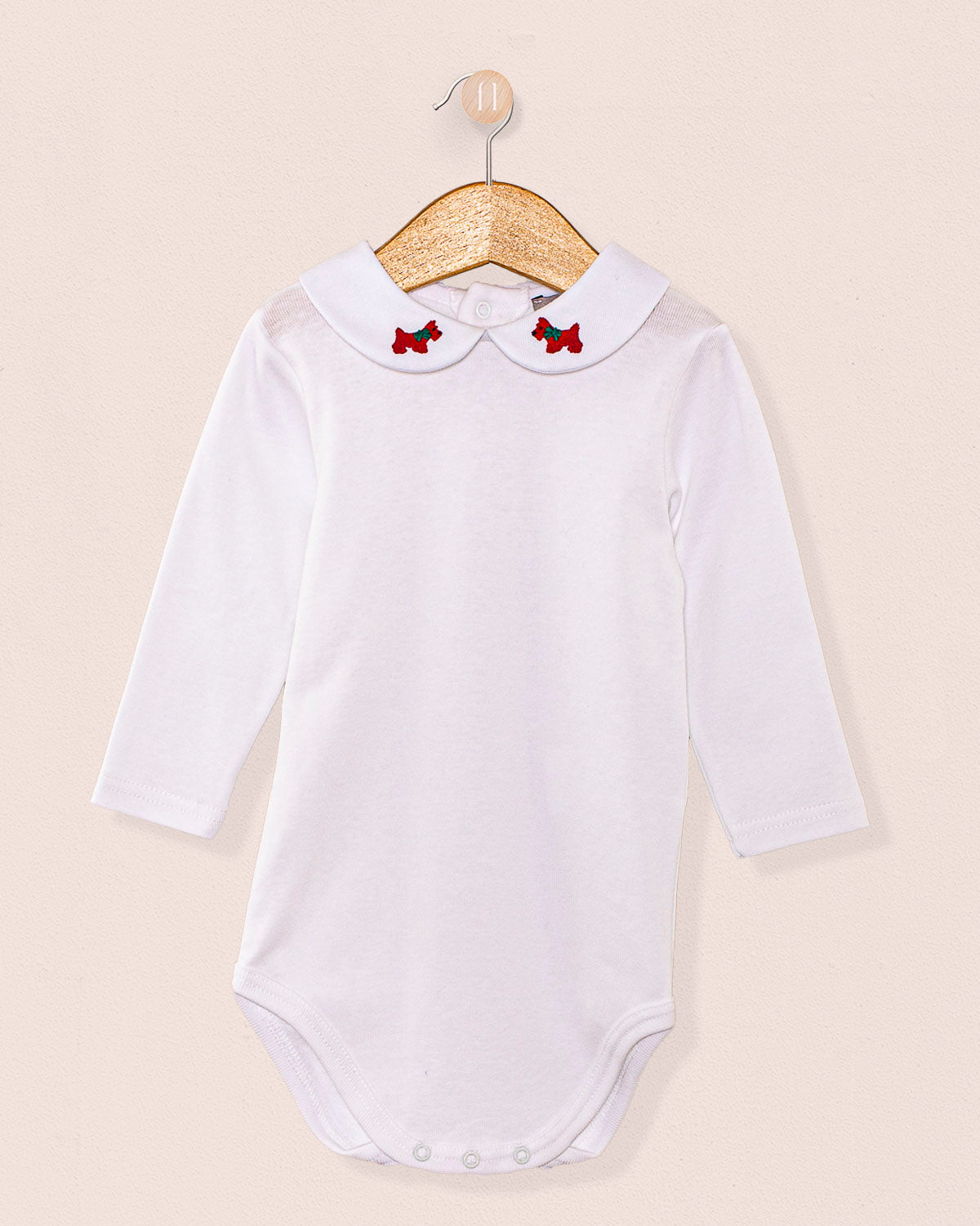 Onesie Italian Embroidered Girl Scotty Red